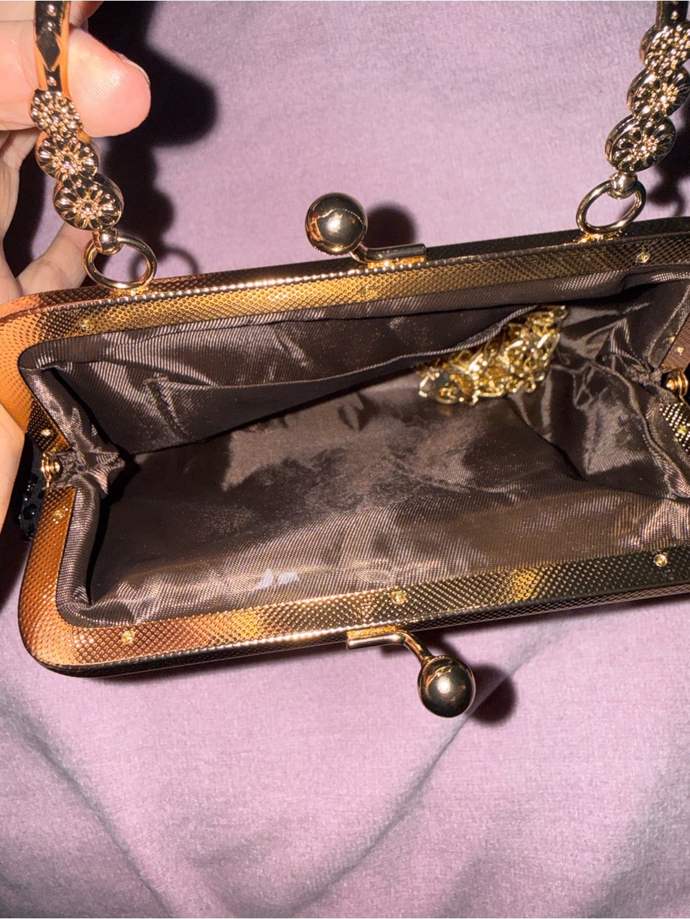 SHEIN Black Beaded Mini Handbag with Gold Frame - Picture 3 of 3